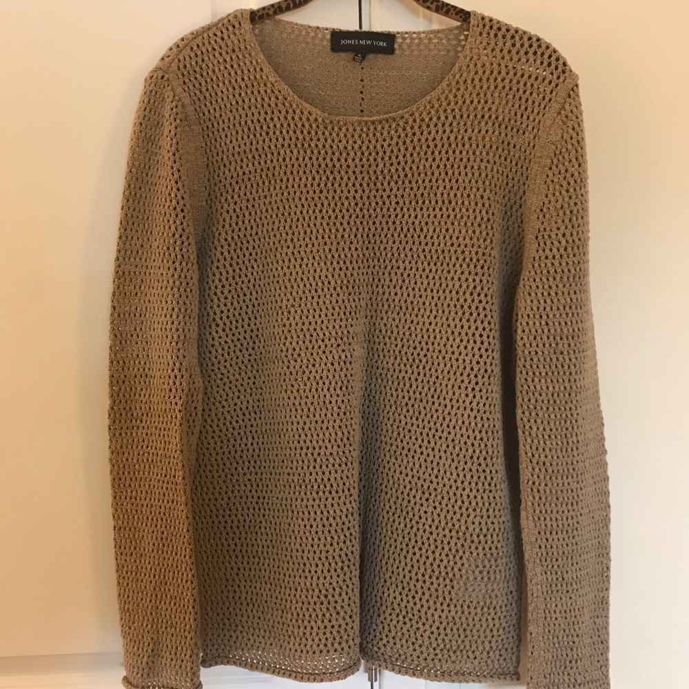 Jones New York open weave rolled hem sweater XL